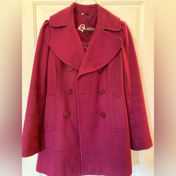 Guess Jackets & Blazers - Beautiful Guess brand,size small, wool blend, plum colored pea coat.